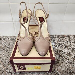 Anne Klein Vintage Slingback High Heels 7 Narrow Taupe